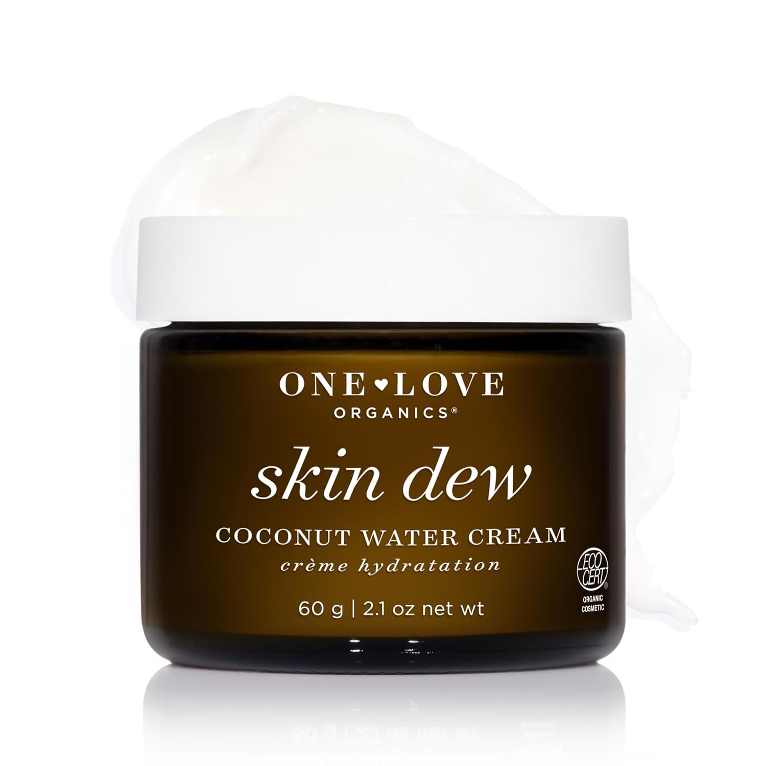 One Love Organics Skin Dew Coconut Water Cream – Lightweight Certified Organic & Cruelty Free Face Moisturizer for Hydrated, Dewy Skin, Fragrance-Free & Vegan 2.1 oz