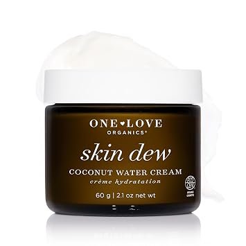 One Love Organics Skin Dew Coconut Water Cream Lightweight Certified Organic & Cruelty Free Face Moisturizer for Hydrated, Dewy Skin, Fragrance-Free & Vegan 2.1 oz