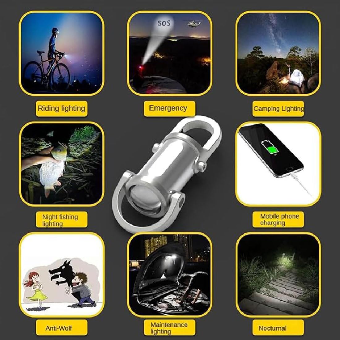 Mini lampe de poche porte-clés LED super lumineuse étanche, lampe de travail portable, lampe torche LED rechargeable avec lumière latérale COB pour l'extérieur, le camping