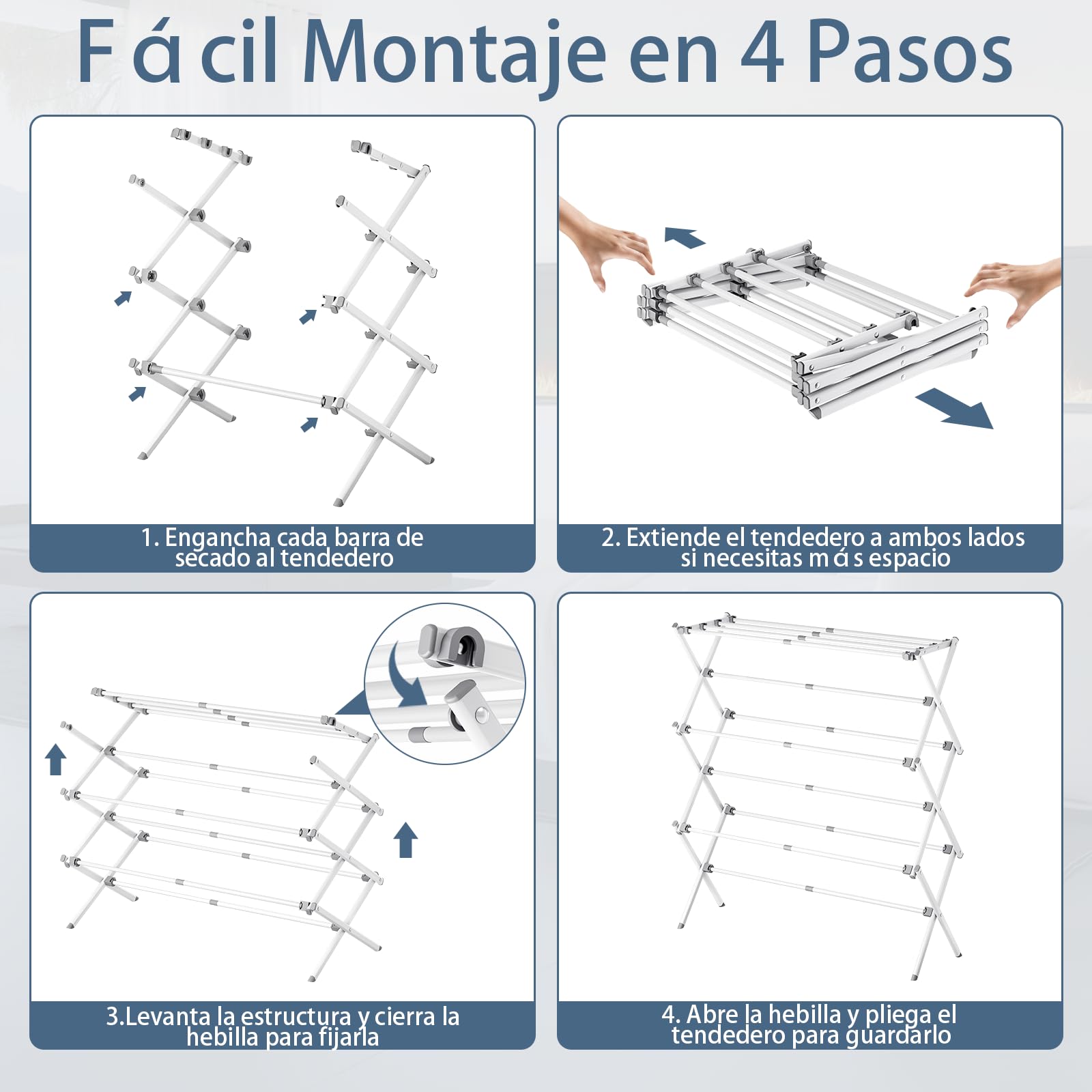 SYKIARIOL Tendedero Vertical Metálico Plegable con 3 Niveles - Tendedero de Ropa Extensible para Interior y Exterior - Material Resistente al Óxido (89x30x95.5 cm) - Lavandería Balcón - Blanco