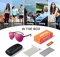 Vista 7 de Jefoo - Gafas de sol polarizadas estilo aviador para hombres y mujeres, retro, modernas, deportivas para exteriores con protección UV400