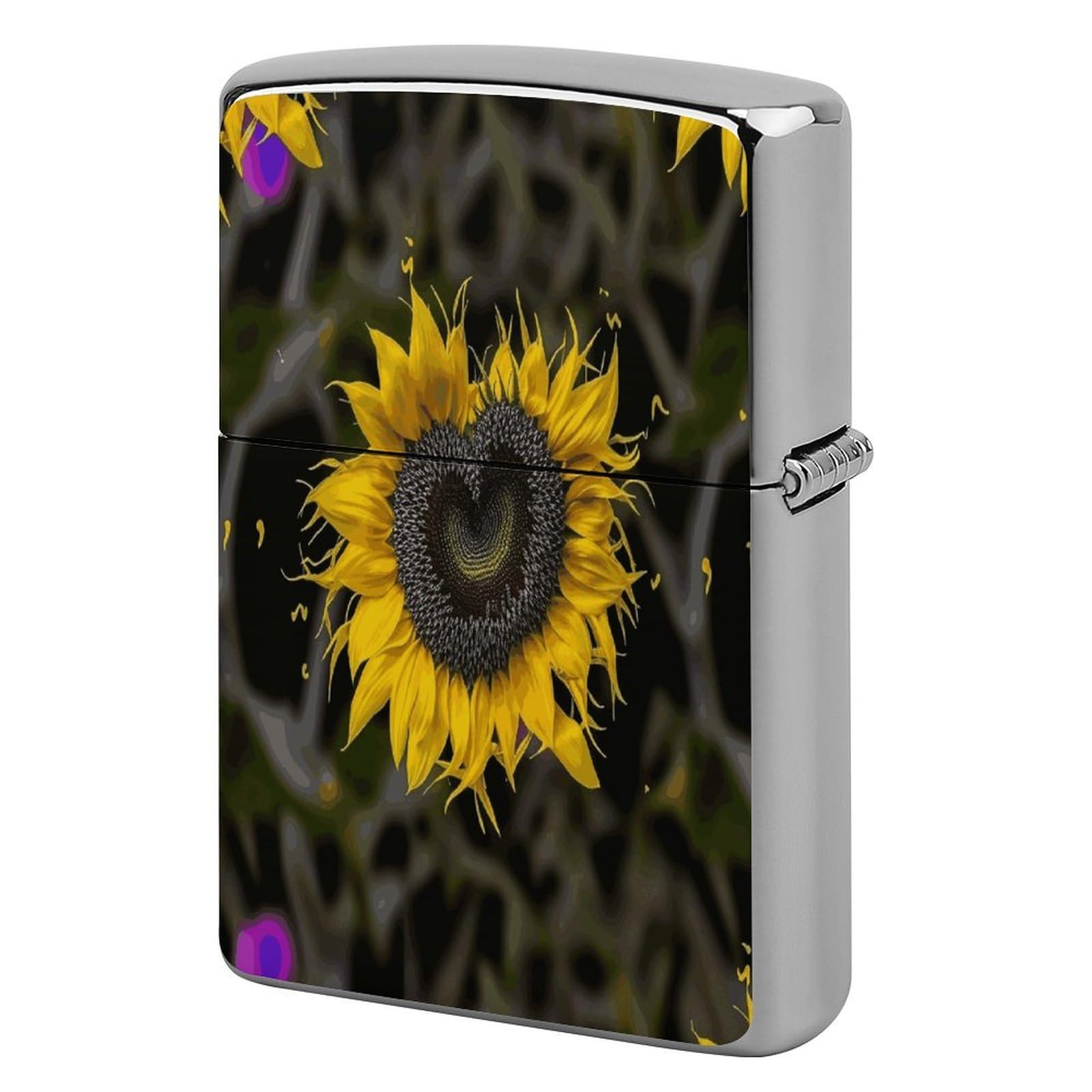 Btcowzrv Style Heart Shaped Sunflower Metal Lighter Case Sleeve Cover Holder