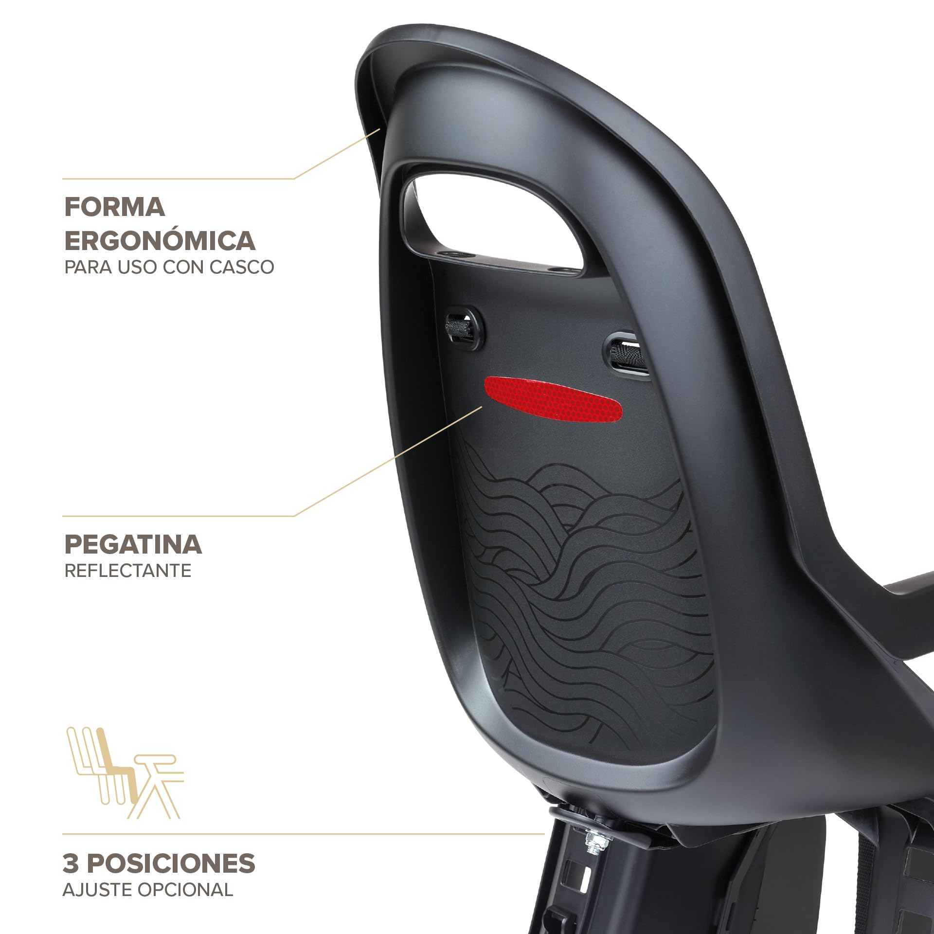 Polisport Groovy Maxi FF Fotel Trasero para Niños – Montaje En Marco, Asiento Bicicleta Infantil, 9 Meses–6 Años, MAX 22 Kg, Instalación Fácil