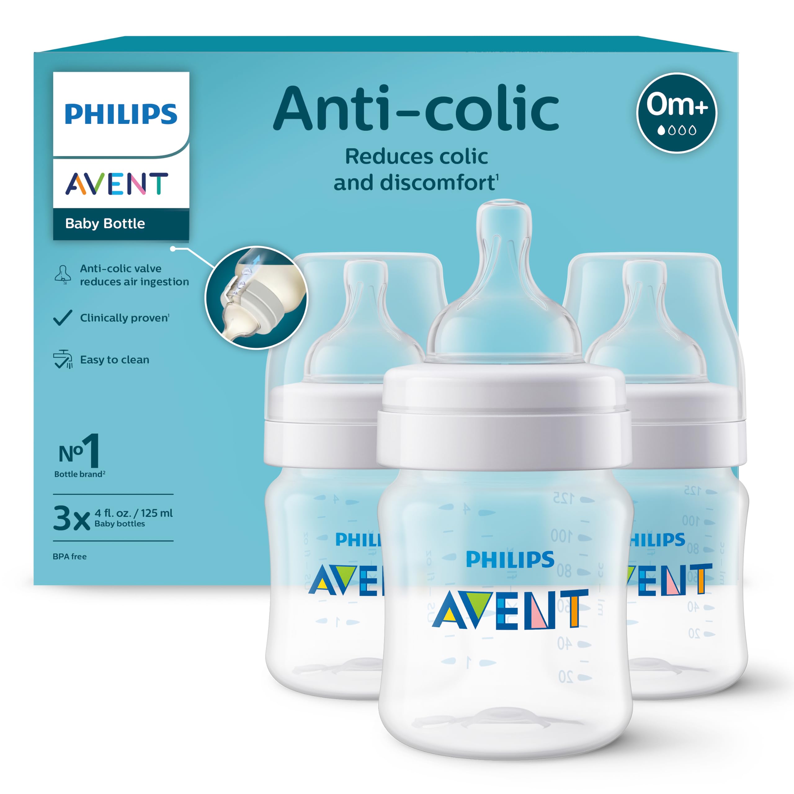 AVENT Philips Anti-colic Baby Feeding Bottles By Fratelli | 4Oz/125Ml - Pack Of 3 | Scy100/30-image-9
