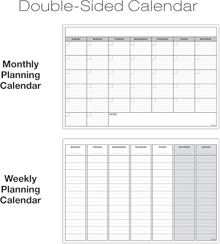 Miniatura 3 de Global Printed Products Calendario laminado de borrado en seco grande 24"x36": doble cara con planificador semanal y mensual borrable. Incluye 4