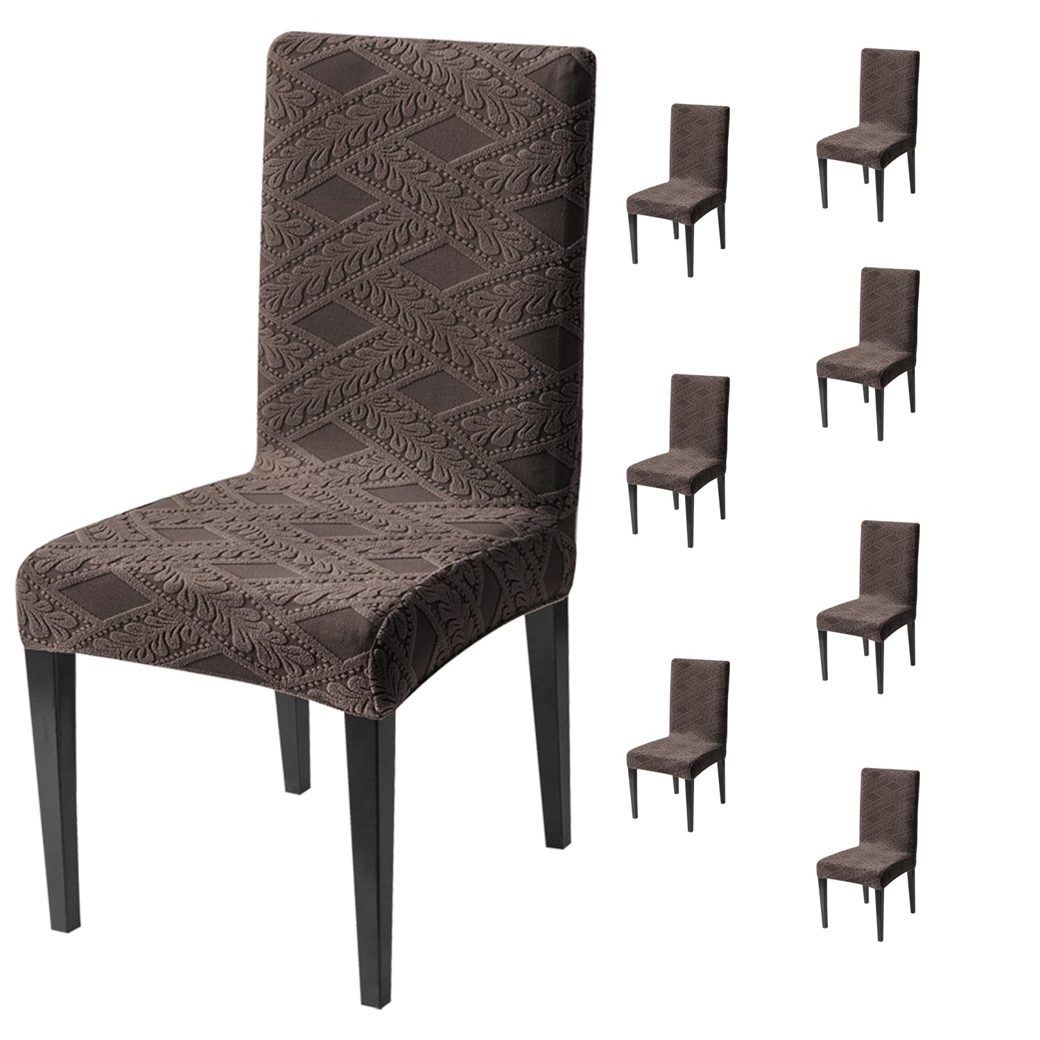 Stretchable Chair Covers - Green Jacquard Dining Covers -14