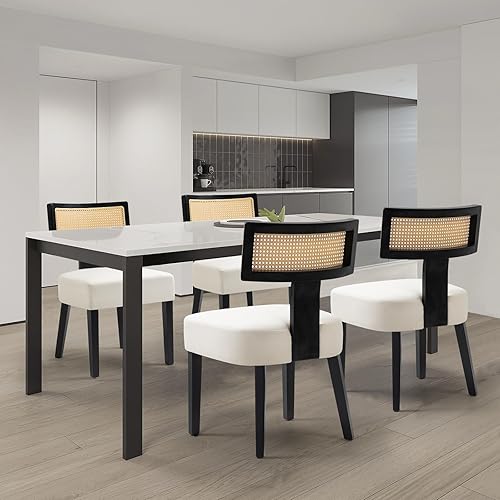 Miniatura 7 de Mid-Century - Juego de 2 sillas de comedor modernas, sillas de cocina de granja con ribete de cabeza de clavo y marco de madera en acabado de nogal