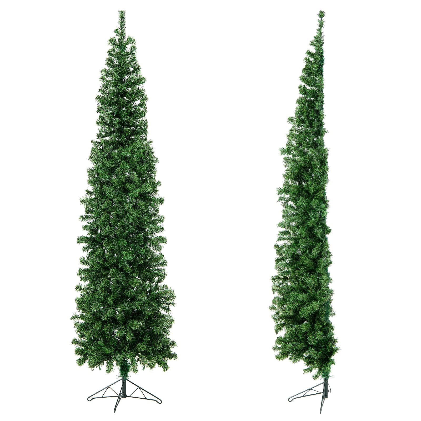 LIFEZEAL Sapin de Noël Artificiel 210 cm avec 150 LED | Arbre de Noël Demi-Sapin en PVC avec 450 Branches et Pieds en Fer, pour Salon, Bureau, Bar, Vert