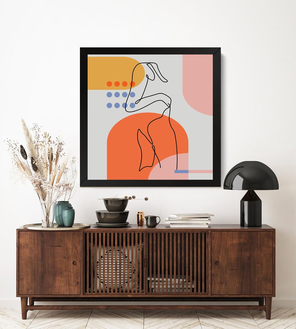 GADGETS WRAP Printed Photo Frame Matte Painting for Home Office Studio Living Room Decoration (17x17inch Black Framed) - One Line Continuous Of Sexy Body 1
