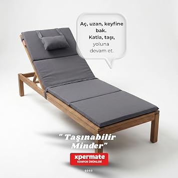 Katlan r Kamp Mat   ezlong Minderi Ta nabilir Kamp Yata  Su Itici Kuma  180x60x2 Gri