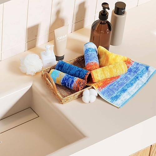 Miniatura 9 de SEMAXE - Paquete de 12 toallas de cara de 100 % algodón, suaves, superabsorbentes y de secado rápido, tela de alta calidad con lazo, certificado