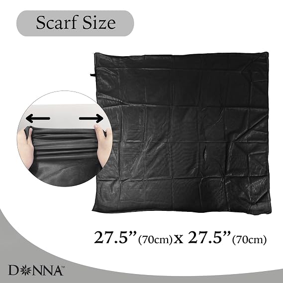 DONNA Silky Smooth Satin Wrap Soft Breathable Head Wrap for Sleeping, Satin Hair Scarf for Women, Versatile Silk Head Wrap for Black Hair, Protective Night Scarf, 1pc Black