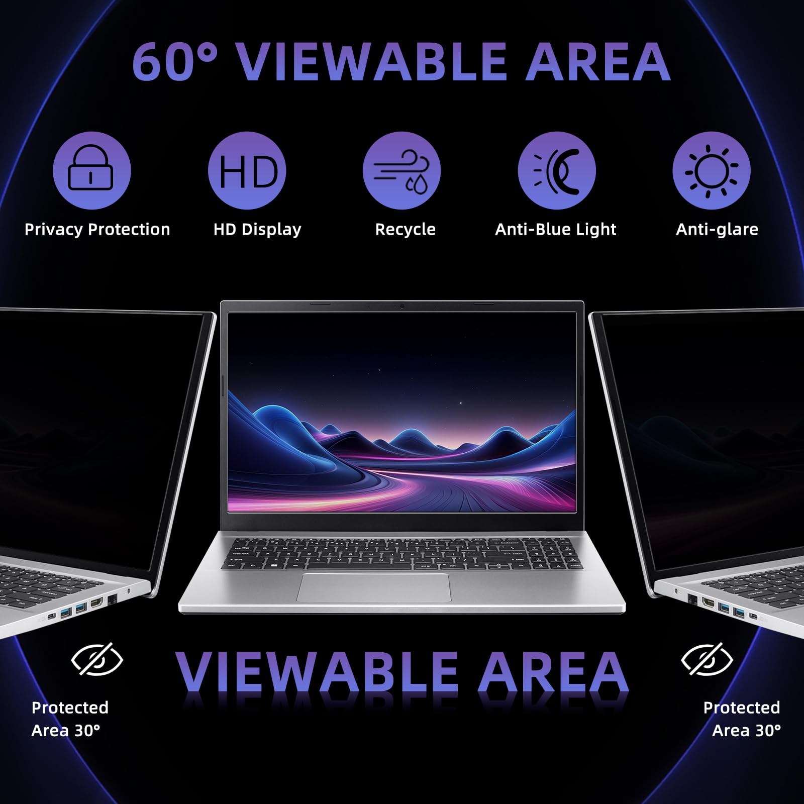 Filtro de Privacidad de 17,3 Pulgadas 16:9, Filtro de Pantalla Extraíble con HP/Dell/Acer/Asus, Anti Luz Anti-Reflejo Anti-Espía Privacy de Protector para Ordenador Portátil 17,3” (383*215)mm