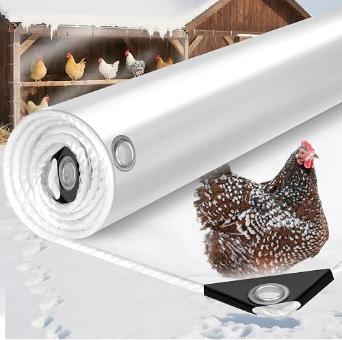 PJT 6x10ft Chicken Coop Cover, 16 Mil Heavy Duty Waterproof Clear Vinyl Tarp for Winter PJT 6x10ft Chicken Coop Cover, 16 Mil Heavy Duty Waterproof Clear Vinyl Tarp for Winter