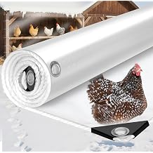 6x10ft 16Mil Chicken Coop Covers for Winter,Thickened Waterproof Clear Tarp | Heavy Duty Waterproof Clear Tarp for Chicken Run Insulation,Chicken Coop Winterizing Vinyl Cover,with Elastic Cords&Rope