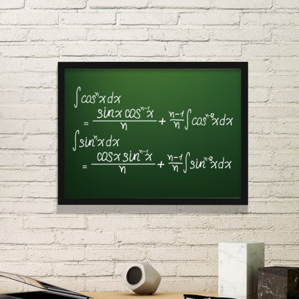 Cuadro de matemáticas con fórmula integral en marco negro mediano para pared