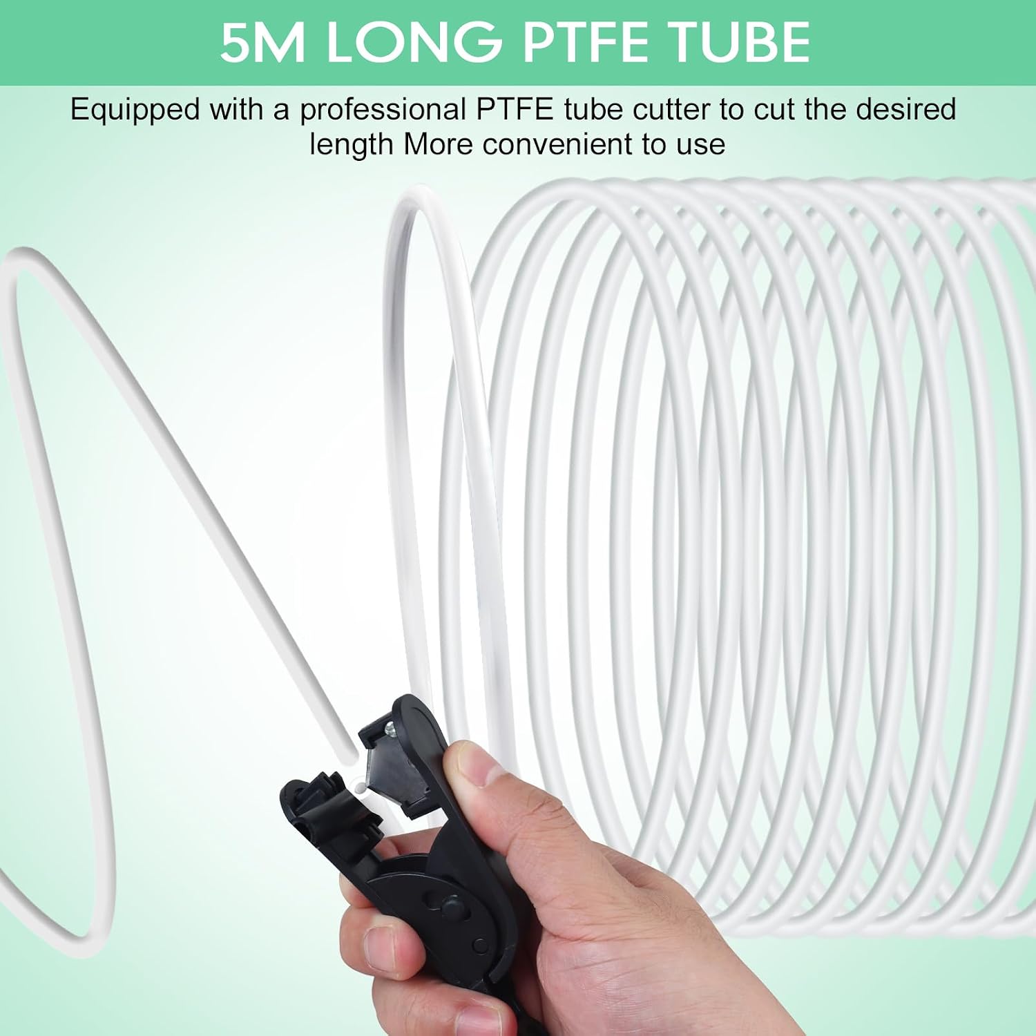 PTFE Teflon tubing 16.5ft 5m with Cutter, 4mm ID X 6mm OD 3D Printer Bowden Tube for 3mm Filament Ender (Milk White) thumbnail