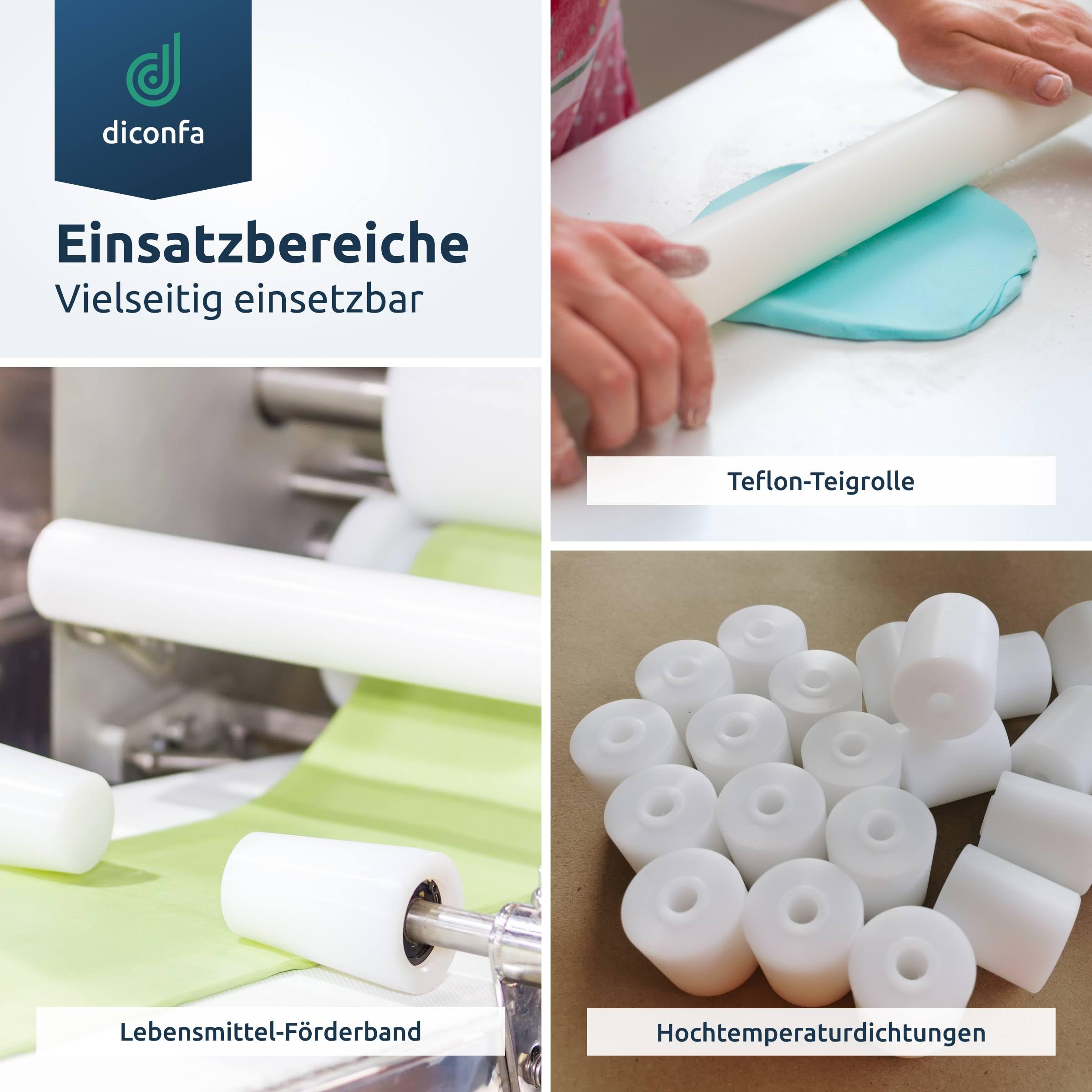 diconfa PTFE Téflon barre ronde sur mesure Ø 30mm x 500mm - barre en plastique virginal lisse
