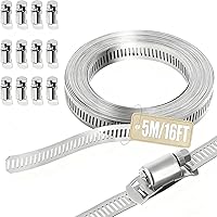 Vista 9 de Abrazaderas de manguera de acero inoxidable 304 Kit de bricolaje, correa de metal cortada a medida de 8 pies + 6 sujetadores, abrazaderas