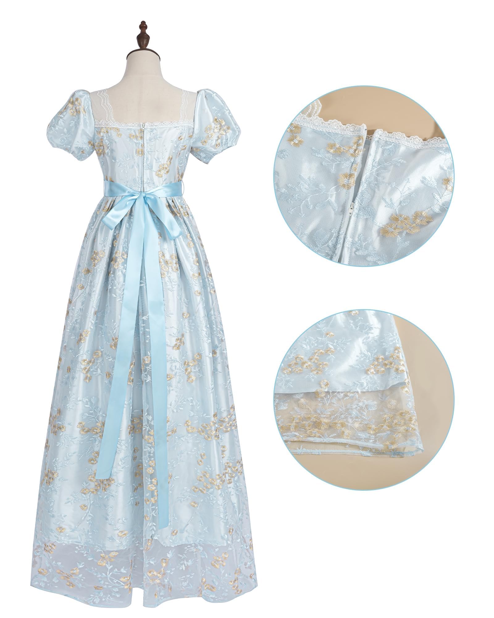 Vestido de mujer Regency Jane Austen largo vintage vestido victoriano de baile con guantes vestido de cintura imperio