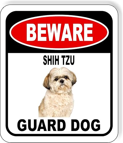 Miniatura 1 de Beware Shih TZU - Señal de aluminio para exteriores 85 x 100in