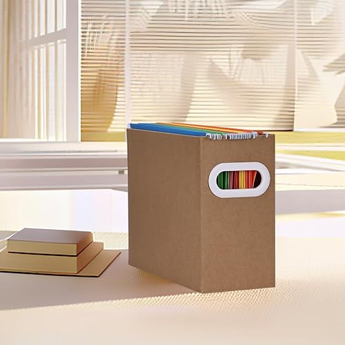 Vista 12 de Organizador de carpetas de archivos colgantes de cartón, caja de archivos plegable para tamaño carta, almacenamiento portátil de archivos