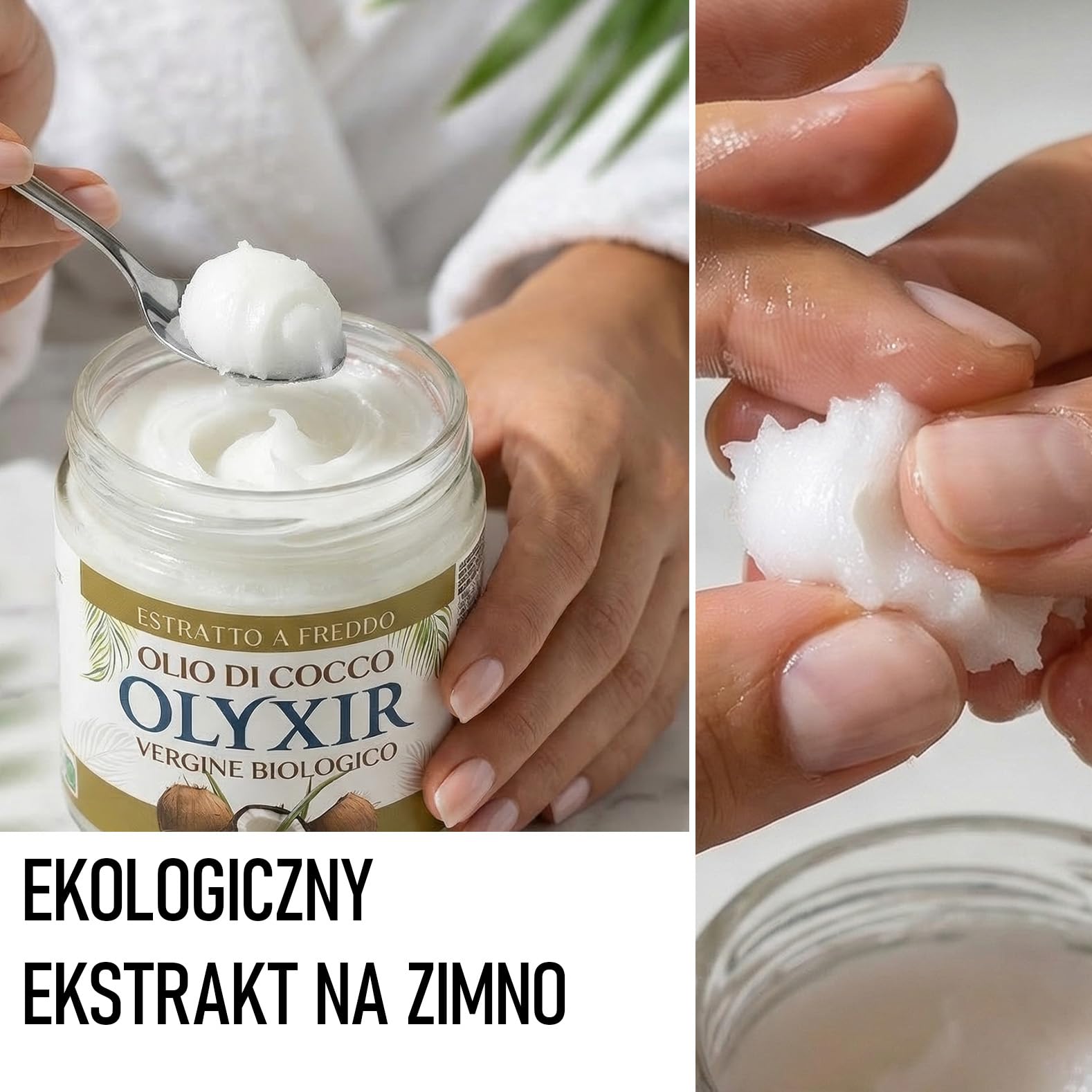 OLYXIR - Ekologiczny olej kokosowy do kosmetyków, tłoczony na zimno, 200 ml, naturalny środek do usuwania makijażu, nawilżający naturalny kosmetyk, olej kokosowy, do skóry, ciała i włosów, organiczny
