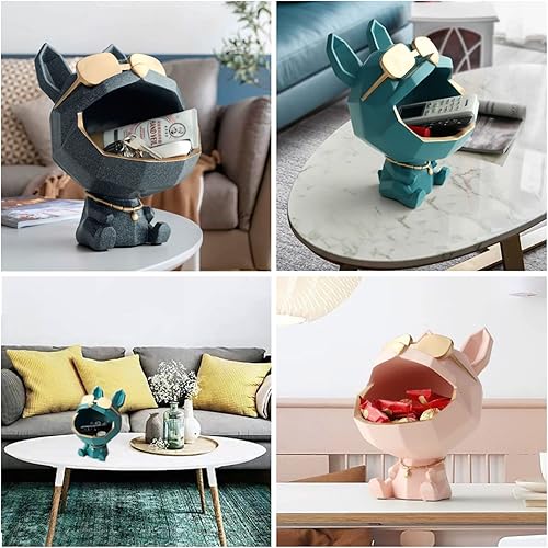 Miniatura 3 de Zyqixluk Estatua de perro de boca grande y grande, escultura de resina de bulldog, caja de almacenamiento de joyas para el hogar, esculturas de