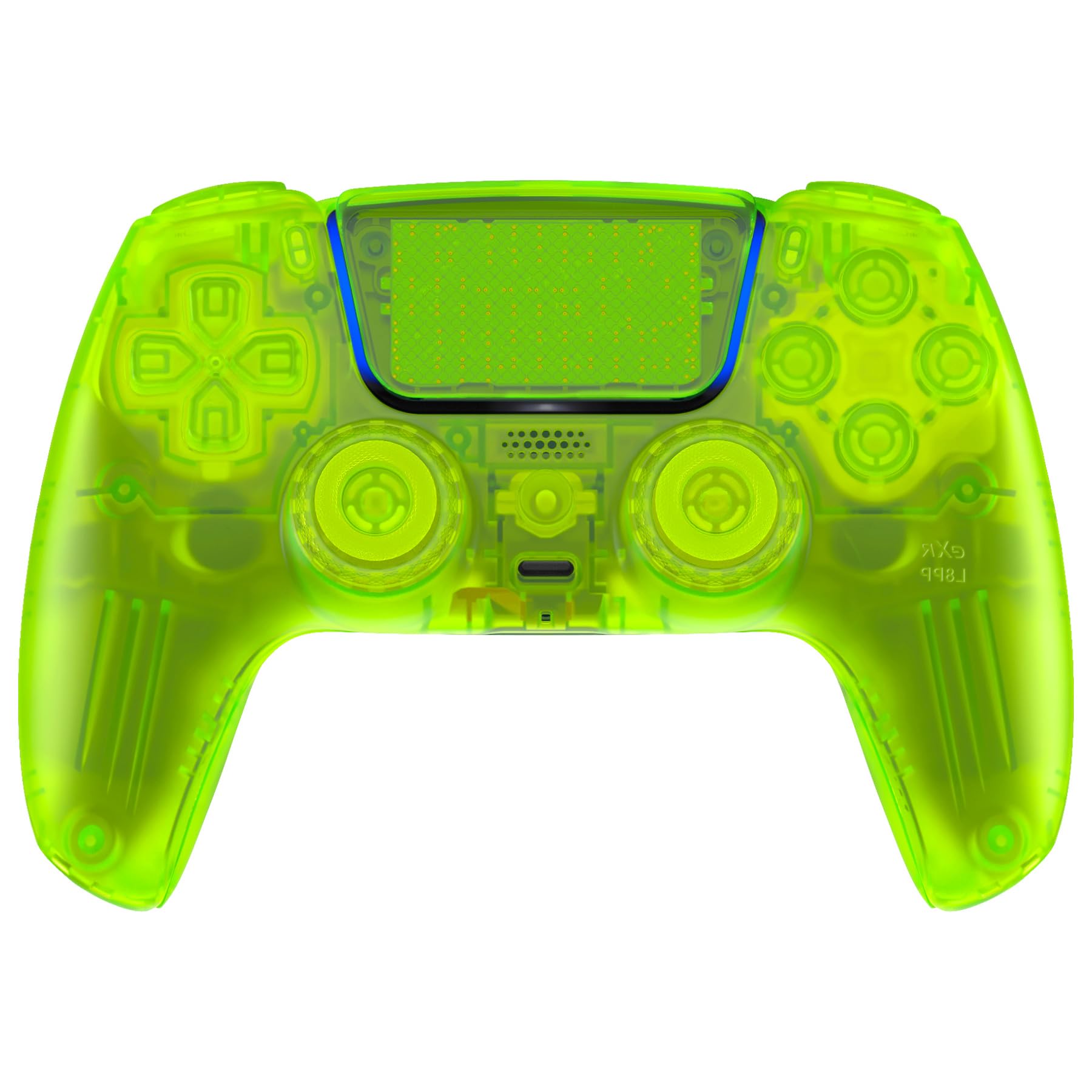 eXtremeRate Luna Cover Pulsanti Ricambio per ps5 Controller BDM-030/040/050,Custodia Scocca Shell Frontale Posteriore Ridisegnato&Tasti Kit Compatibile con ps5 Joystick-Trasparente Verde Lime