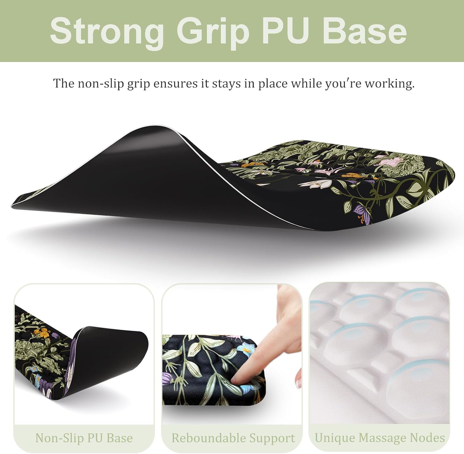 Ospelelf Ergonomic Keyboard Wrist Rest and Large Mousepad with Wrist Rest Support for Computer, Gaming, Flower - Image 3