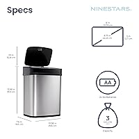 Vista 7 de Ninestars DZT-12-5 - Bote de basura automático, para dormitorio o baño, se abre sin tocarlo, con sensor de movimiento infrarrojo