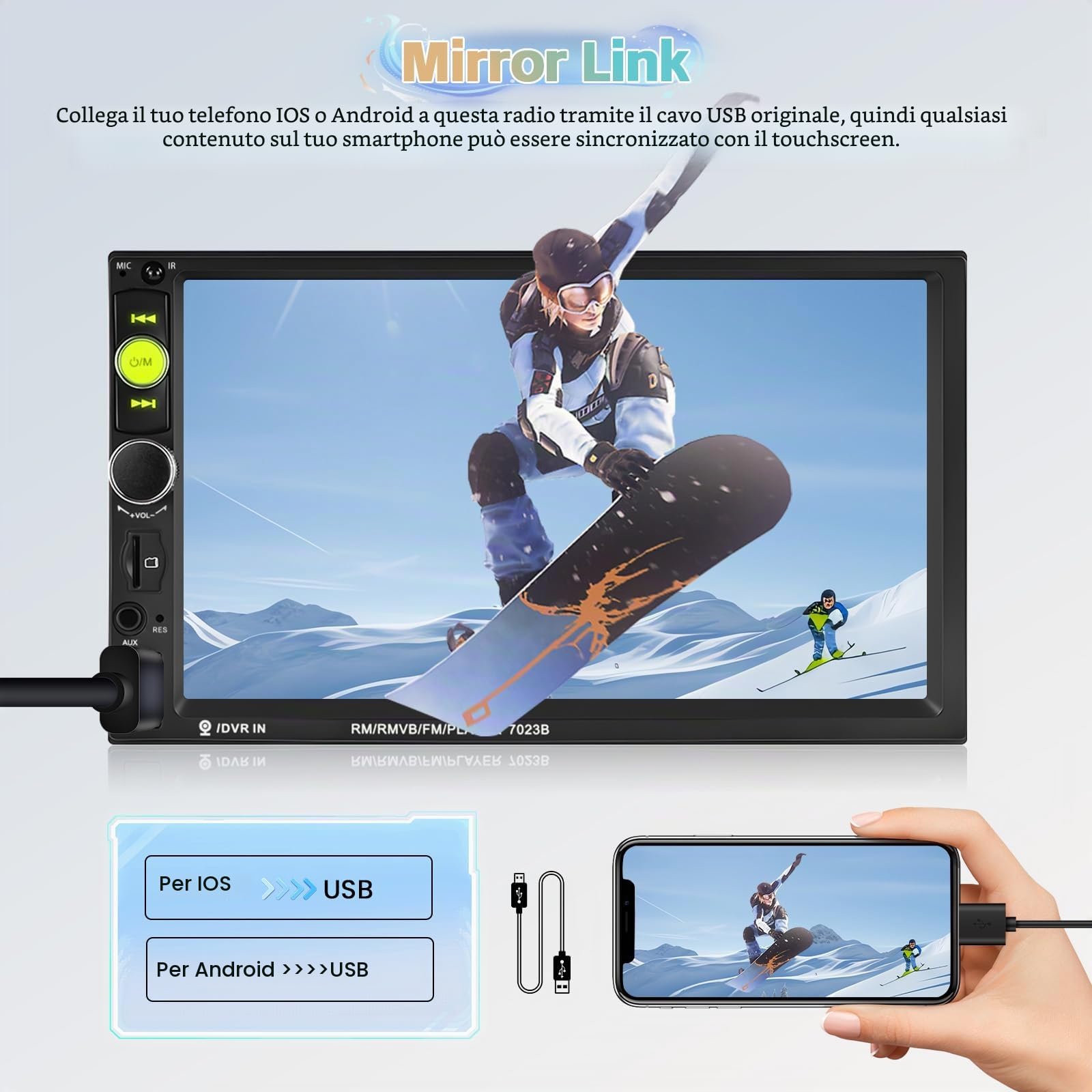 Hikity Autoradio 2 Din con Schermo da 7 Pollici Touchscreen Stereo Auto Bluetooth con Mirror Link per iOS/Android Doppio Din Car Radio con AUX TF SWC FM Retrocamera + Telaio