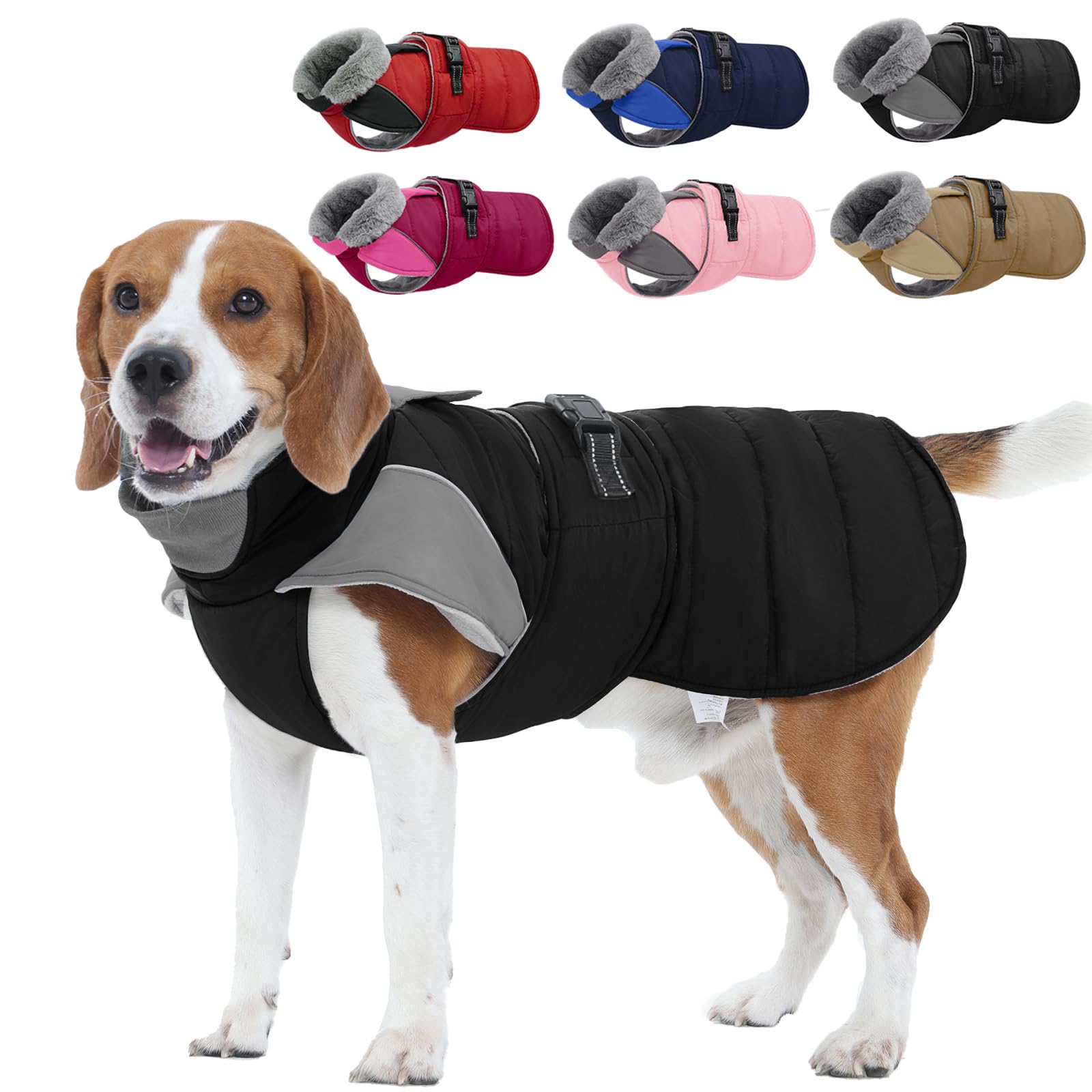 Nanaki Waterproof Dog Winter Coat Medium Dogs, Snow, Windy, Beagle, Black L