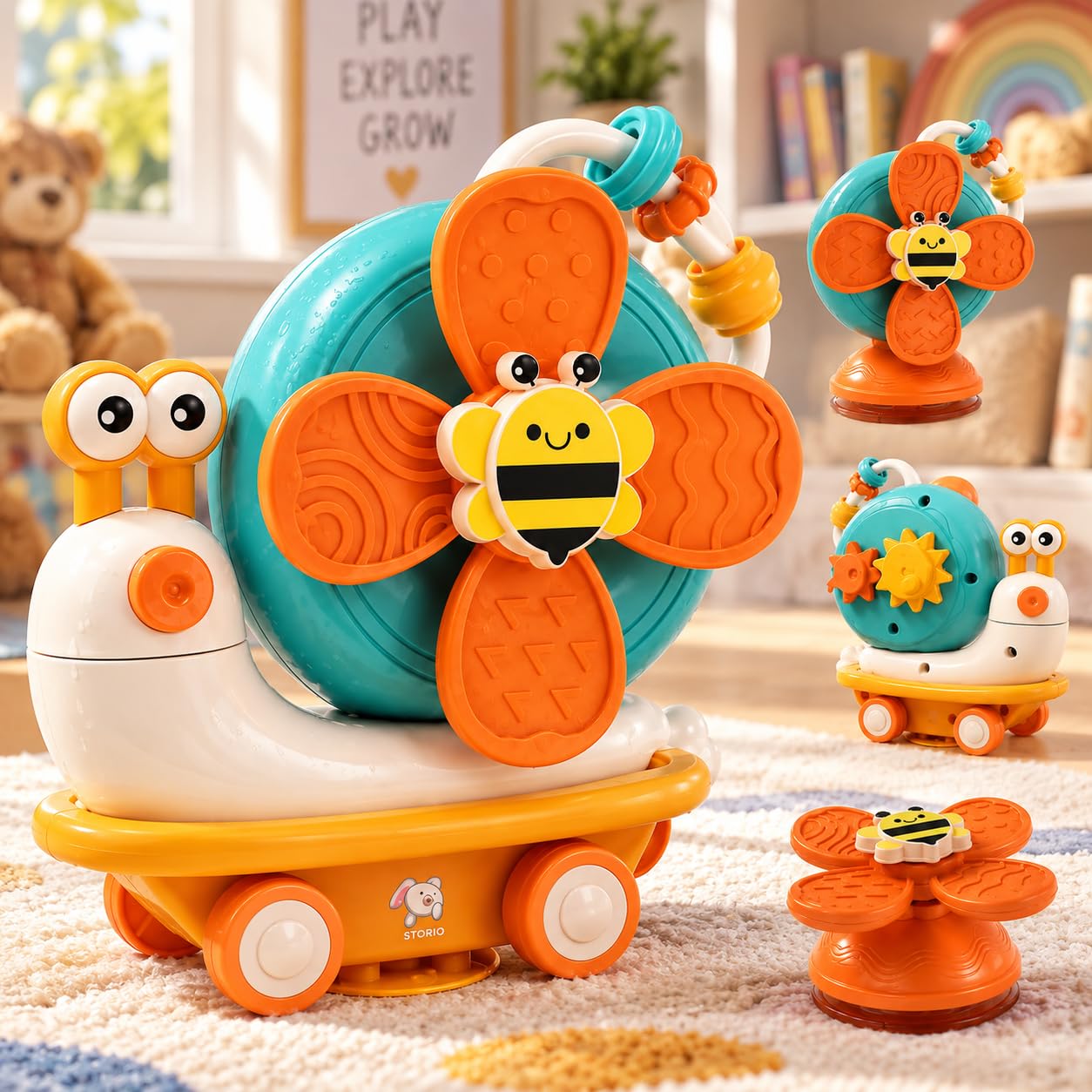 Storio Baby Products Toys 7 Pcs Rattle Set with Teathers for New Born Baby Gifts, Toy for Babies, Non-Toxic — Amazon image 16