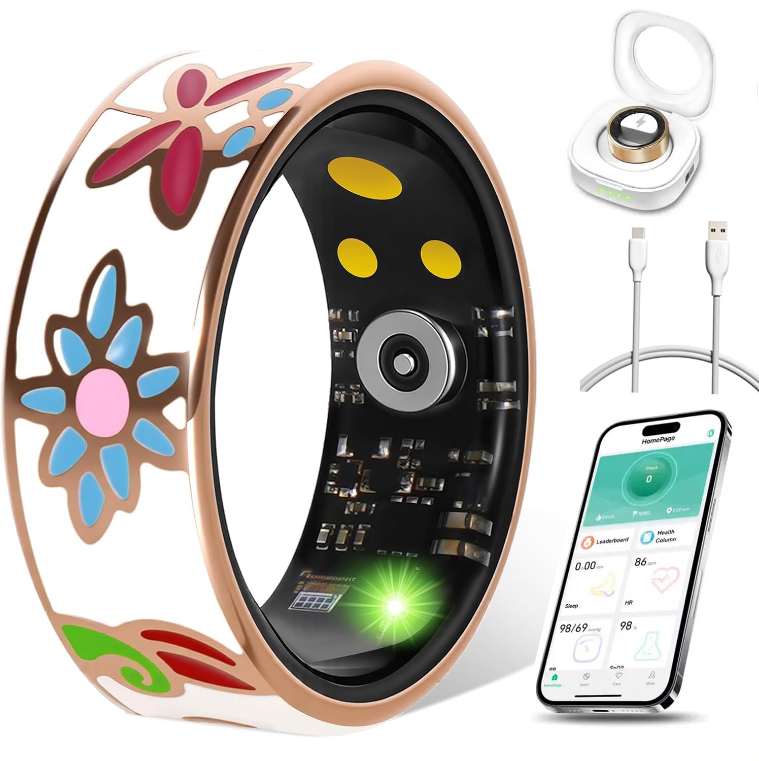 BNDeluxe Smart Health Ring for Women,Sleep Tracker Ring with Heart Rate, Blood Oxygen, Fitness for Activity Monitoring，Women’s Health Support，No Subscription, Compatible with iOS & Android (7)-picture-33