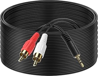 PASOW 3.5mm Stereo Male to 2RCA Male (Right and Left) RCA Audio Cable (100 Feet)