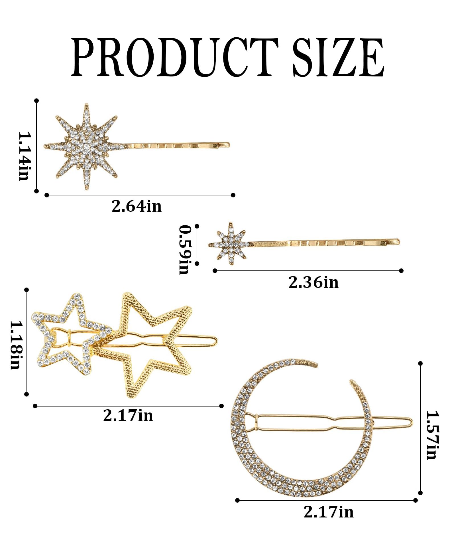 Sun and Moon Gold Hair Clip Set Sun Moon Hair Clip - Etsy main image 4