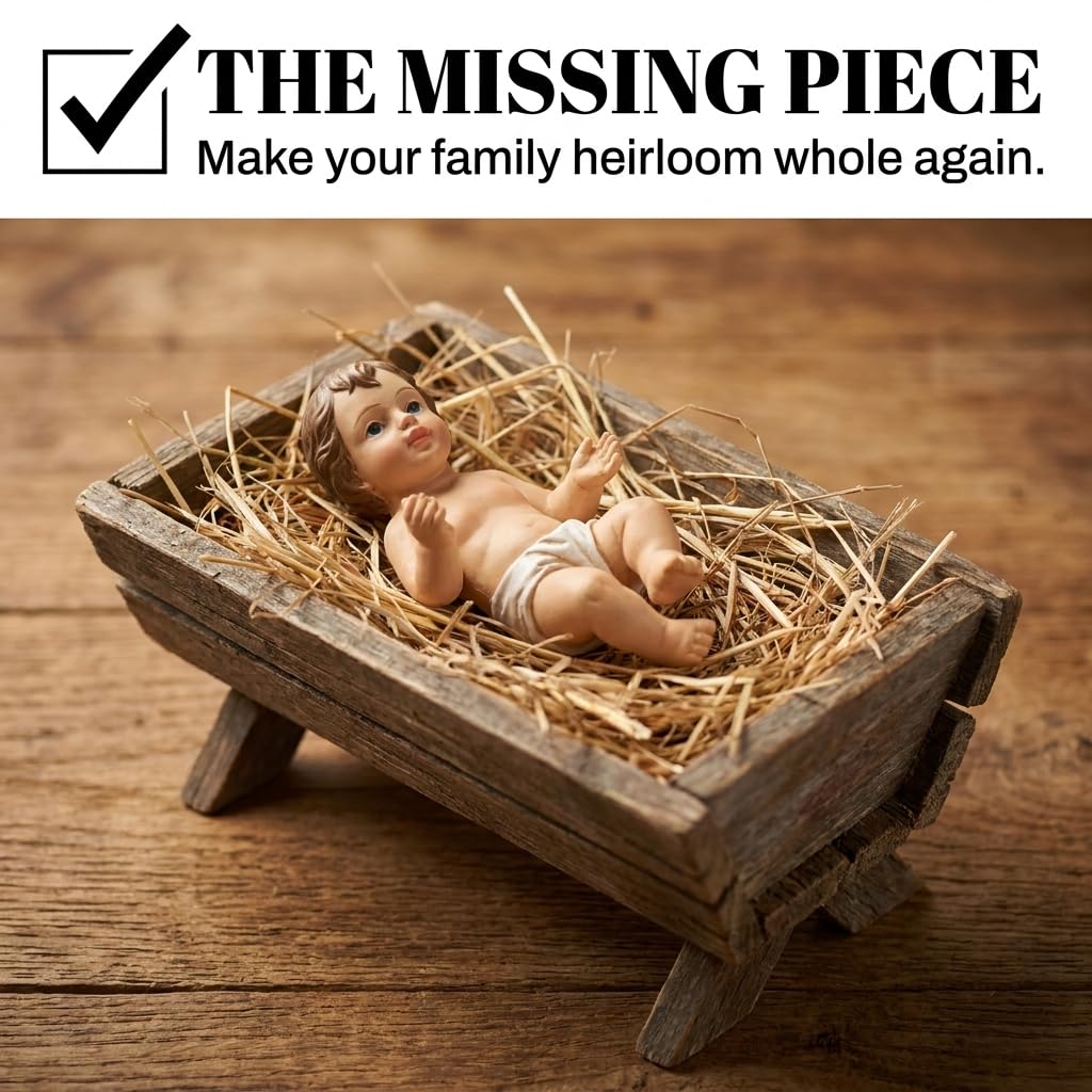 The Bridge Collection Figurine de bébé Jésus – Figurine de crèche de bébé Christ en résine de 5,1 cm – Pièce de rechange pour crèche de Jésus – Décoration de Noël Jésus