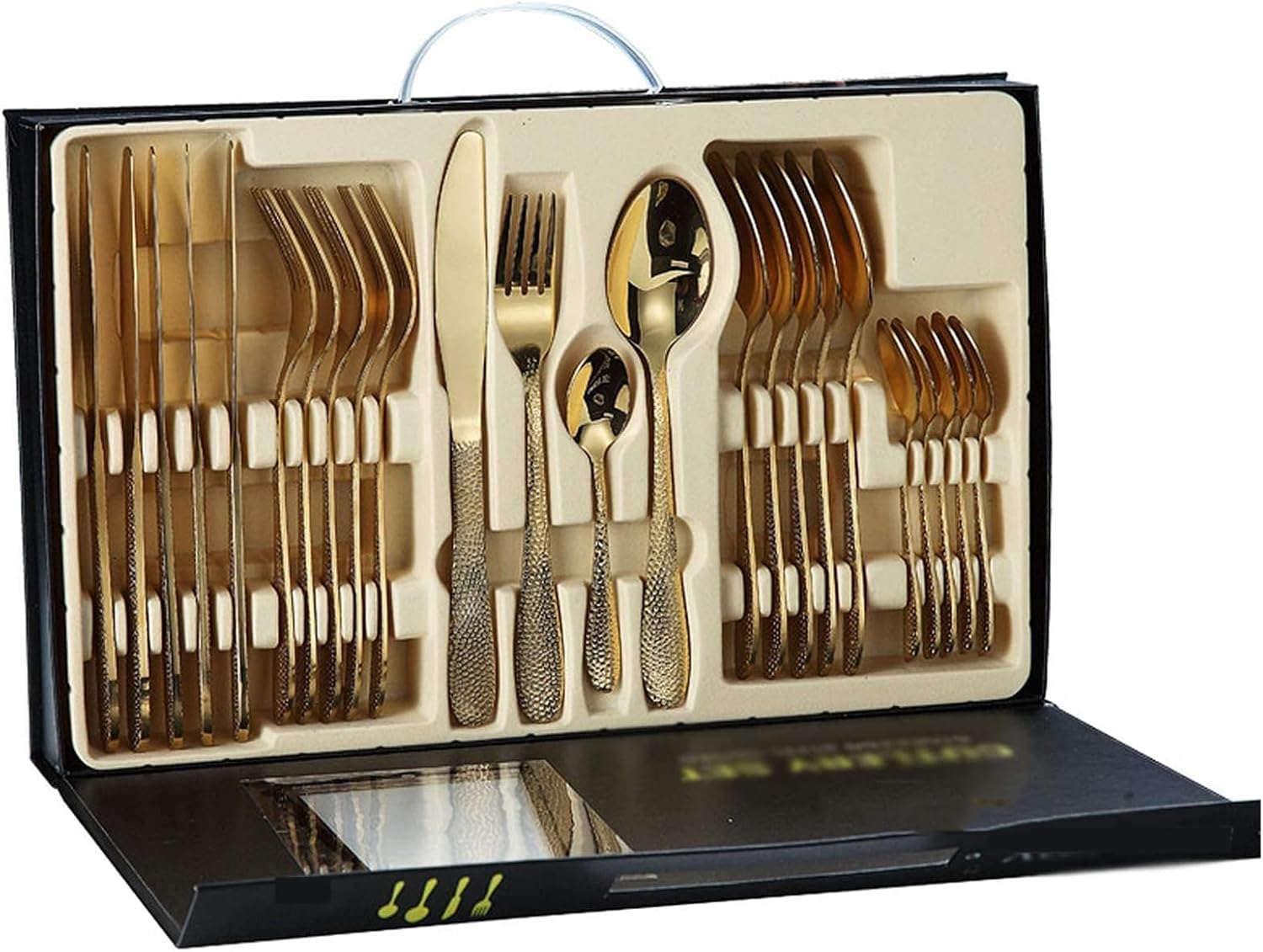 Cutlery Set Cutlery Set 24 Piece Elegant Life Stainless Steel Flatware Silverware for 6 Knife Fork Spoon Set Ideal for Home/Camping/Party Easy Clean Dishwasher Safe Silver