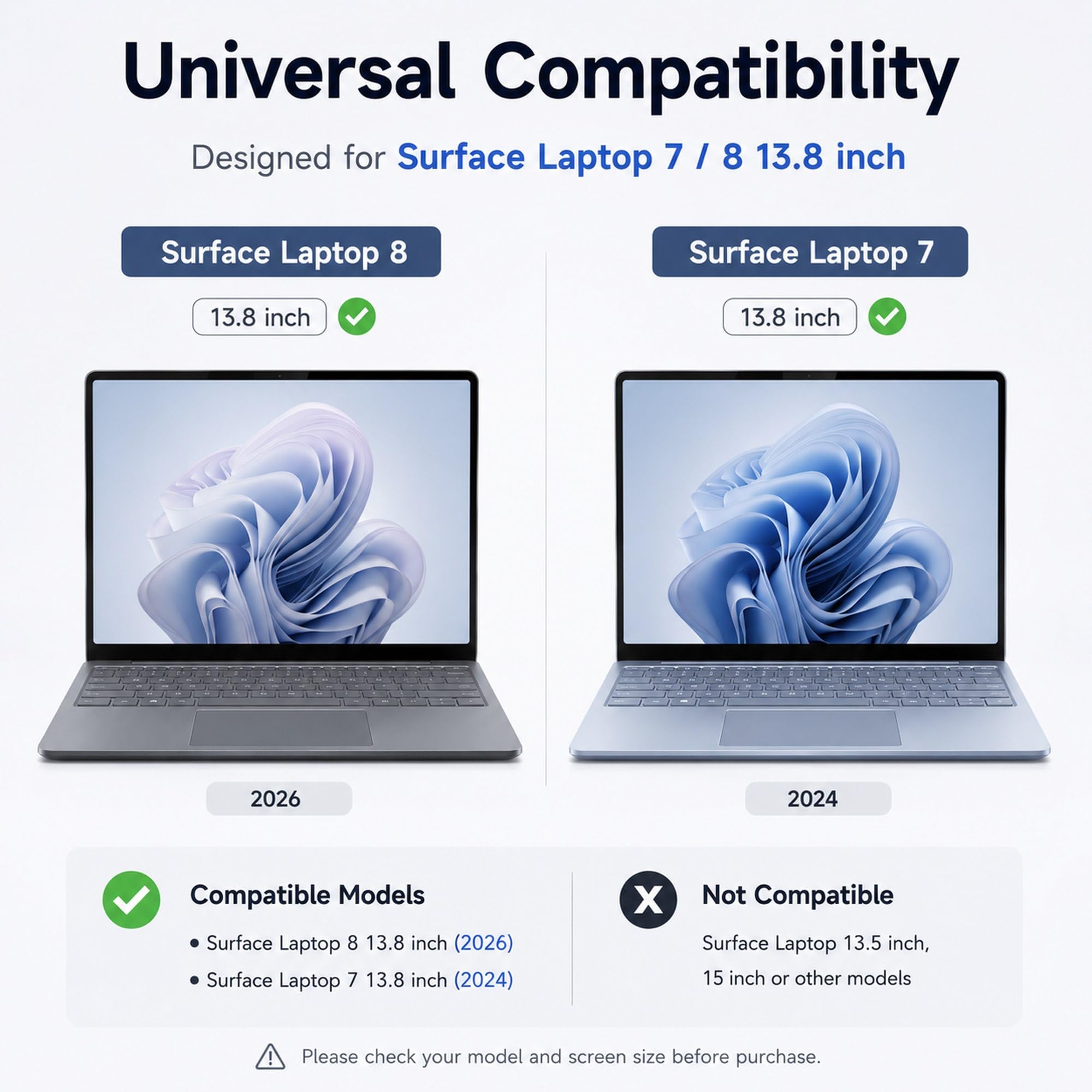 Adeway Verre trempé [Lot de 2] 9H pour Surface Laptop 8 13.8" - Protection contre les rayures, Installation sans bulles - Compatible avec Laptop 7 13.8"