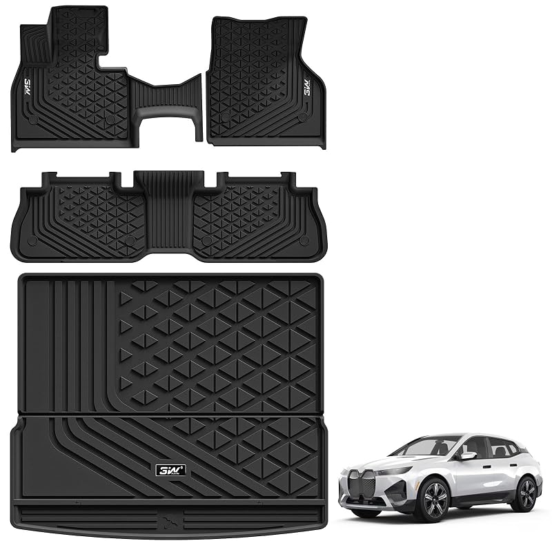 Tapetes e Forro para Porta-Malas 3W para BMW iX 2022–2026 em TPE Preto Conjunto Completo com 4 Peças