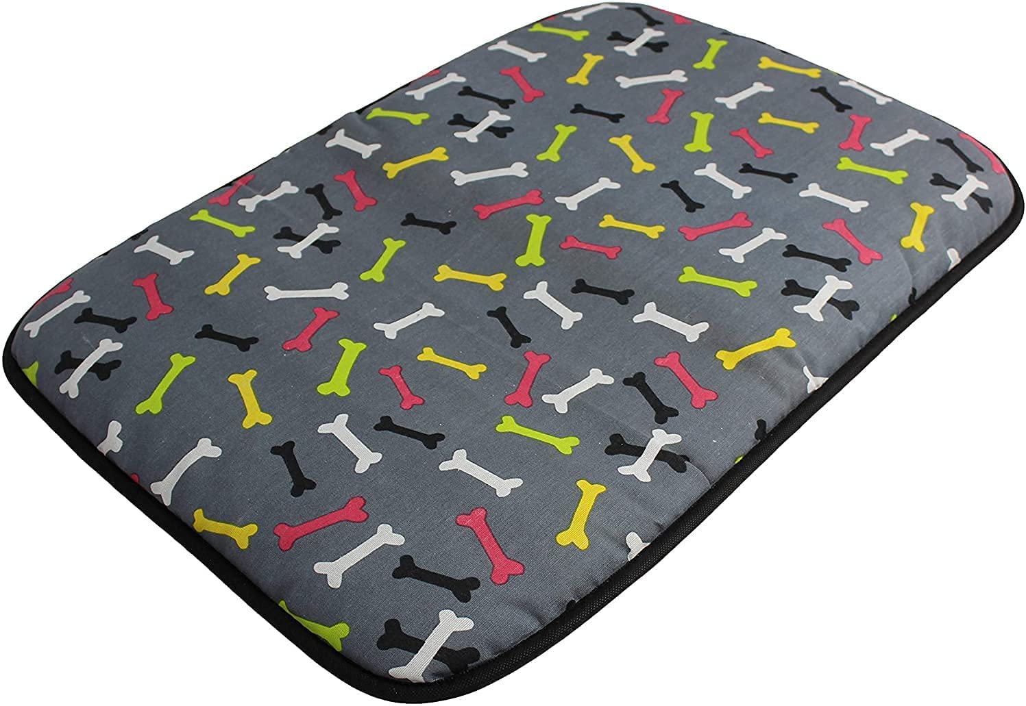 Acomoda Textil - Cama para Perros de Tela, Cama Perros Antideslizante y Lavable. Colchoneta Mascotas para Hogar y Transportin. (120x80, Huesos)