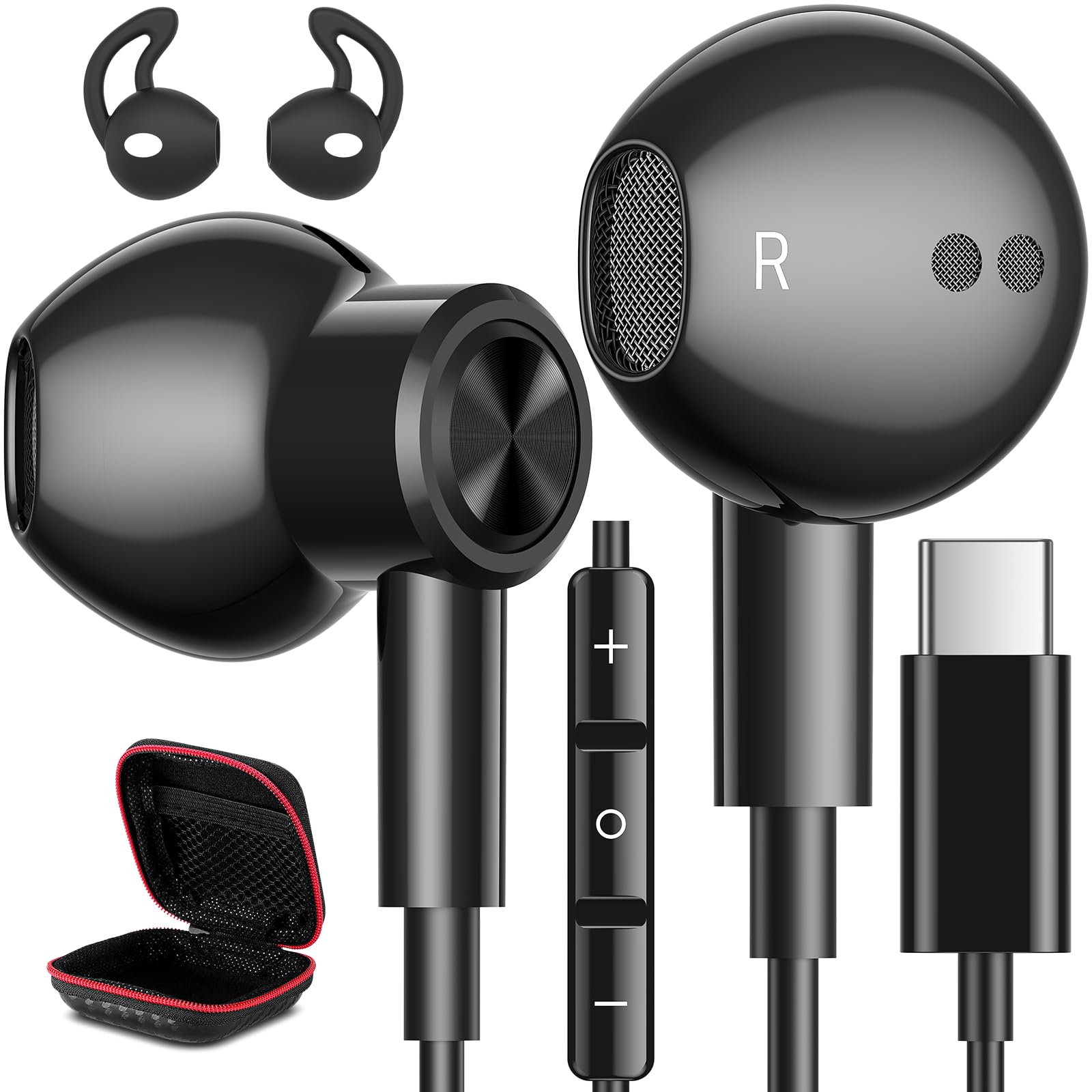 USB C Headphones Wired Type C Earphones for Samsung Galaxy S26 S25 S24 Plus S23 S22 S21 S20