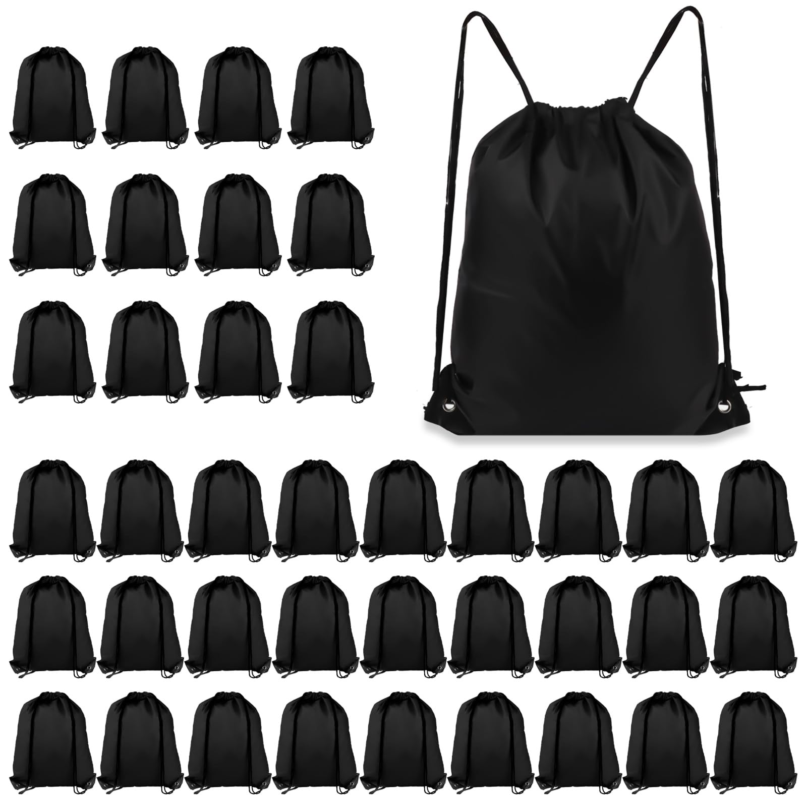 COIDEA Rucksack mit Kordelzug, Größe M, Schwarz, Sport, Fitnessstudio, Reisen, Schwimmen, Strand