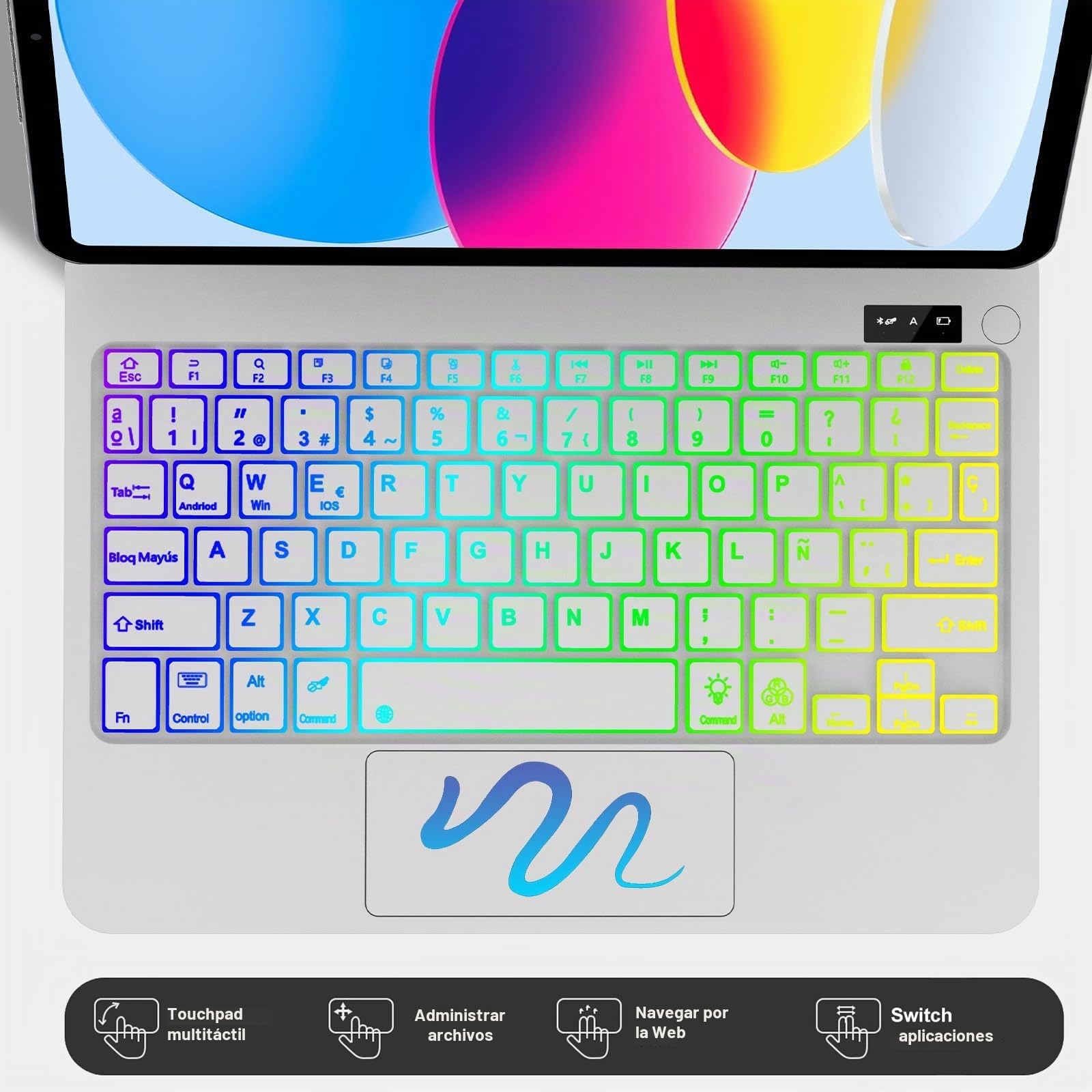 Magic Keyboard for iPad A16 11a Gen 2025/10a Gen 2022, Soporte Magnético Flotante y Panel Táctil Multitáctil de Precisión, Funda Teclado con Retroiluminado for iPad 10th/11th Gen 10.9/11 inch, Blanco