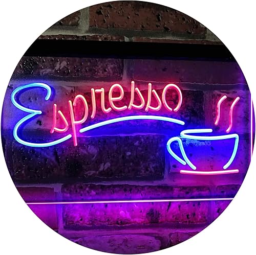ADVPRO Espresso Coffee Shop - Cartel LED de neón de doble color, rojo y azul, 16.0 x 12.0in, st6s43-i2075-rb