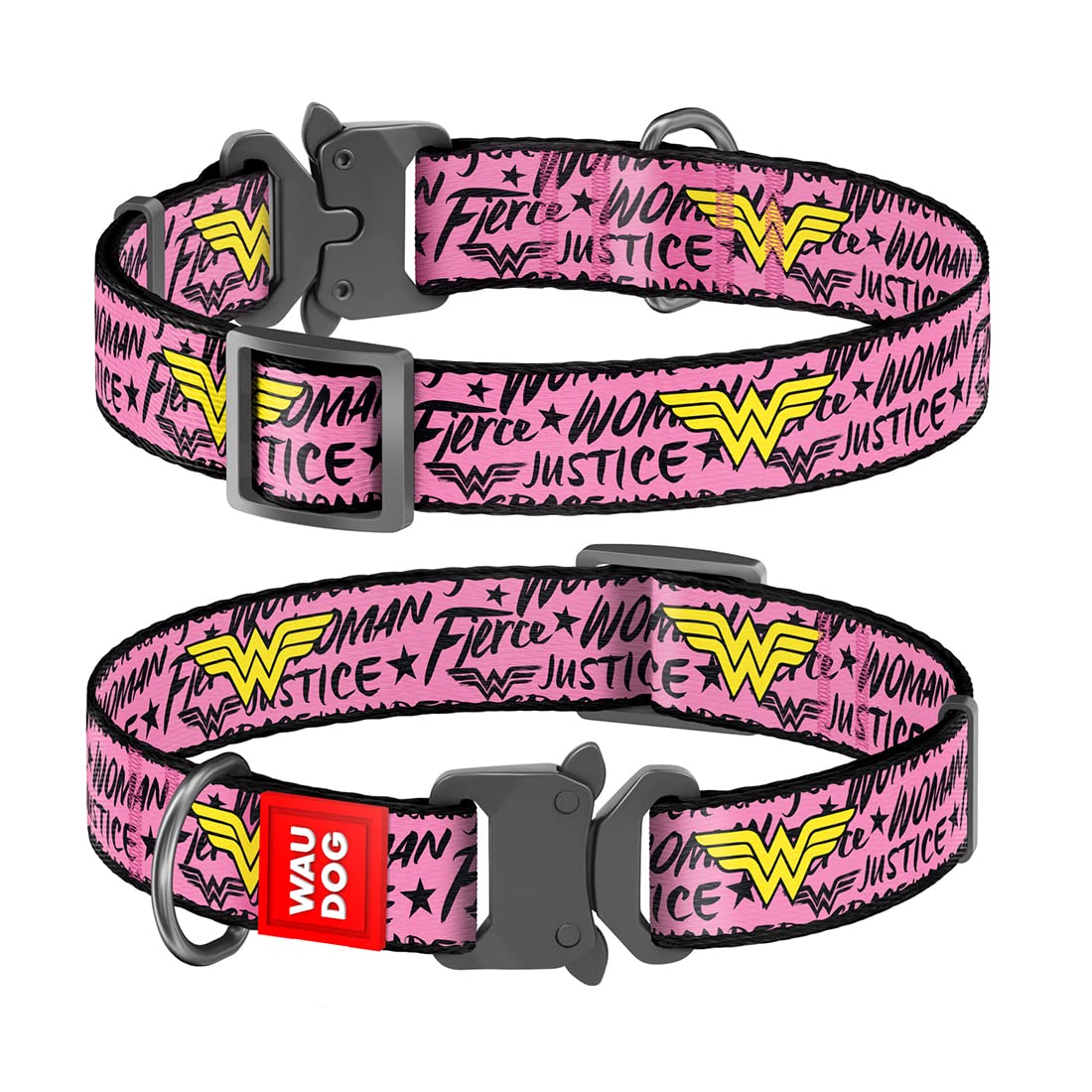 WAUDOG Adjustable Dog Collars - Superman Printed Collars for Dogs & Puppies - Soft Durable & Strong Dog Collars - Nylon Dog Collars for Pets - Pink,Black (35-58 cm) (B09MKPWG7Q) Amazon Price History, Amazon Price Tracker