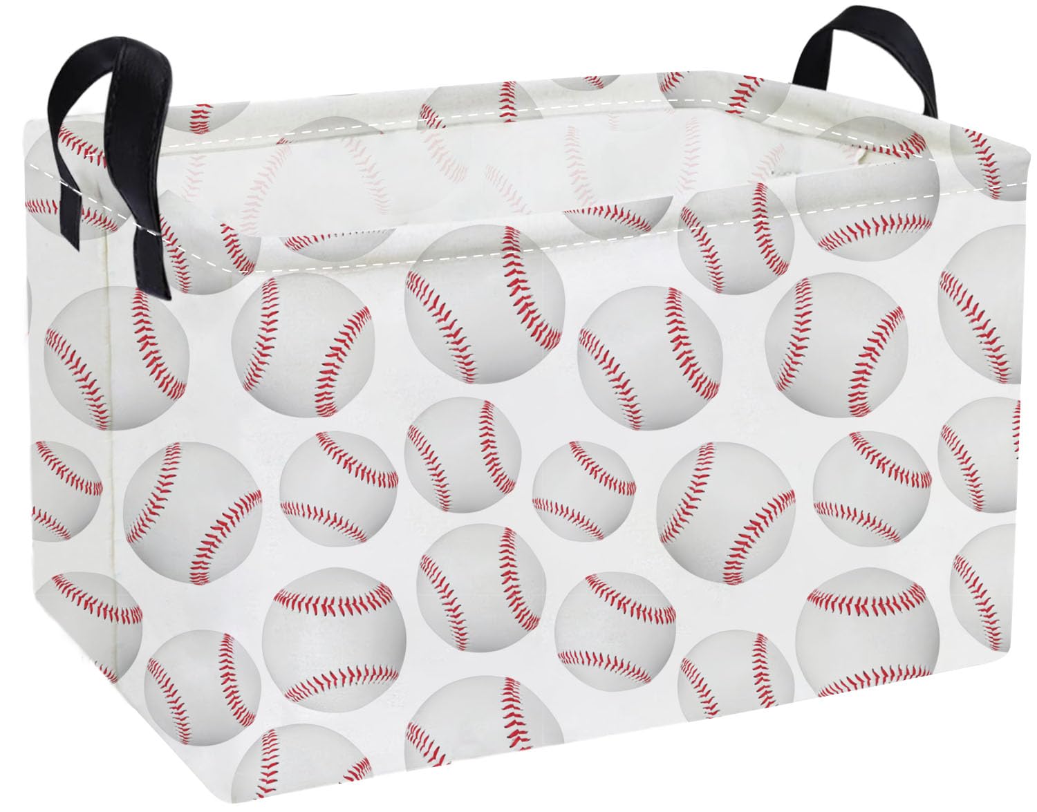 Essme Rectangular Baseball Baskets,Kids Storage Box,Easter Basket for Girls with Handles for Room Decor, Book Bins,Shelf Basket.(Baseball basket)