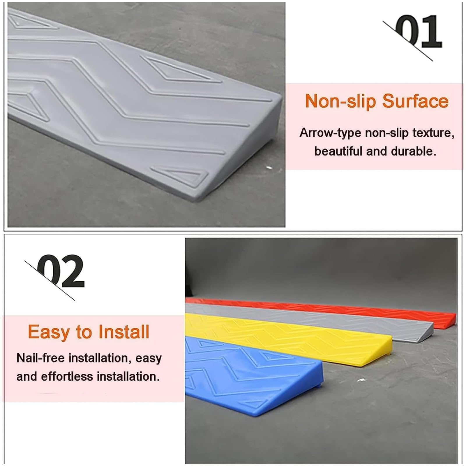podjazd, Antypoślizgowa rampa dla wózków inwalidzkich o wzniosie 1–6,5 cm — przenośne rampy progowe, domowa(Yellow,100x10x3.5cm)