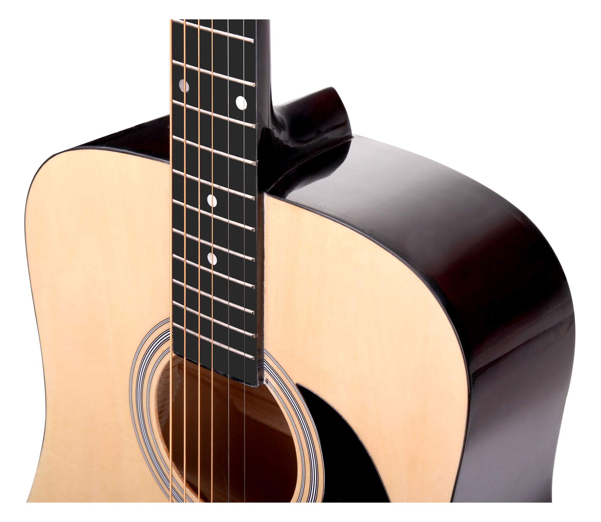 Classic Cantabile WS-10NAT Westerngitarre Starter-Set (Dreadnought-Style, 6 Saiten, 20 Bünde, inkl. Zubehörset, Gitarrentasche, Notenheft, Saiten, Plektren) natur
